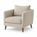 Polstersessel 82 × 84 × 88 cm aus Polyester in Creme mit braunen Massivholzfüssen