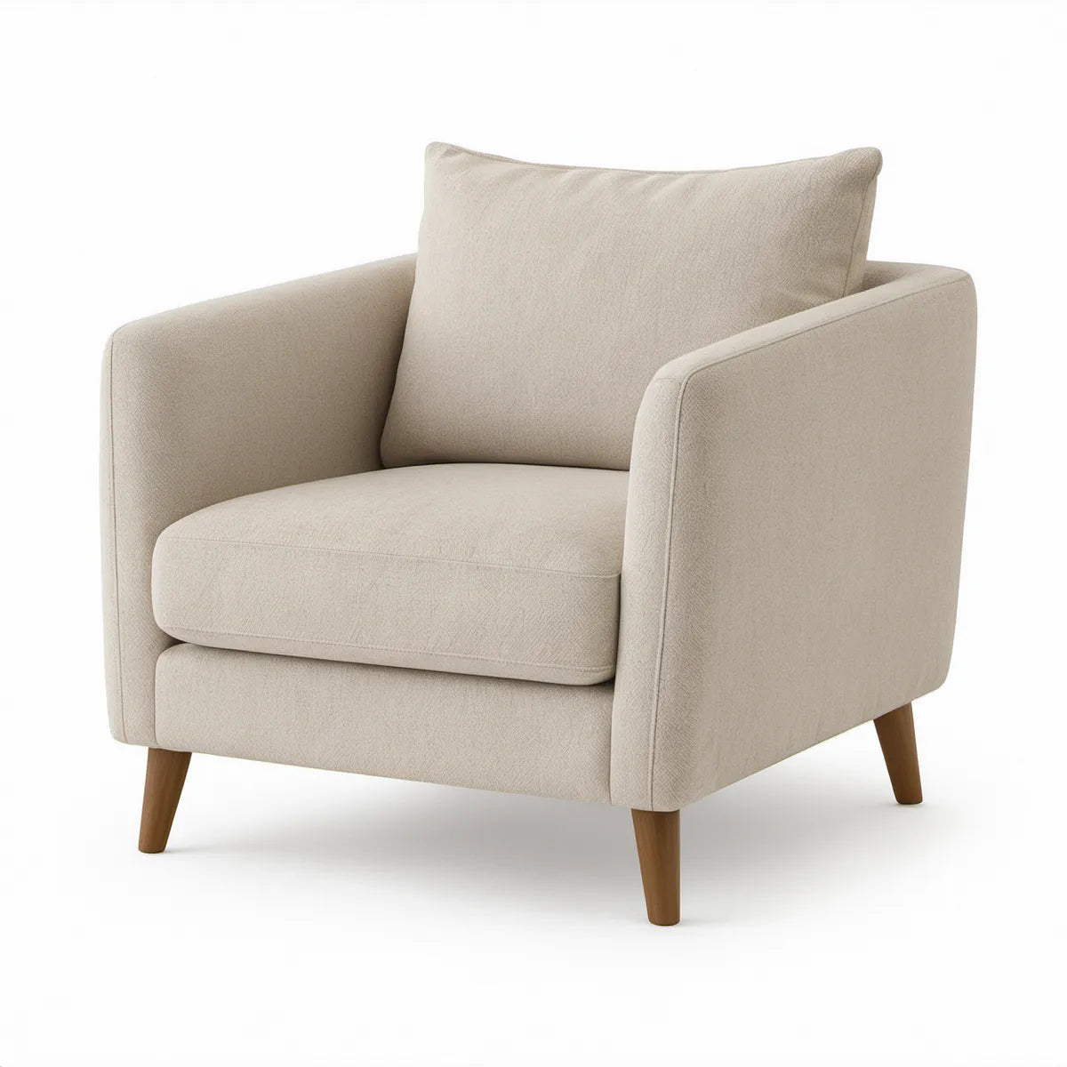 Polstersessel 82 × 84 × 88 cm aus Polyester in Creme mit braunen Massivholzfüssen