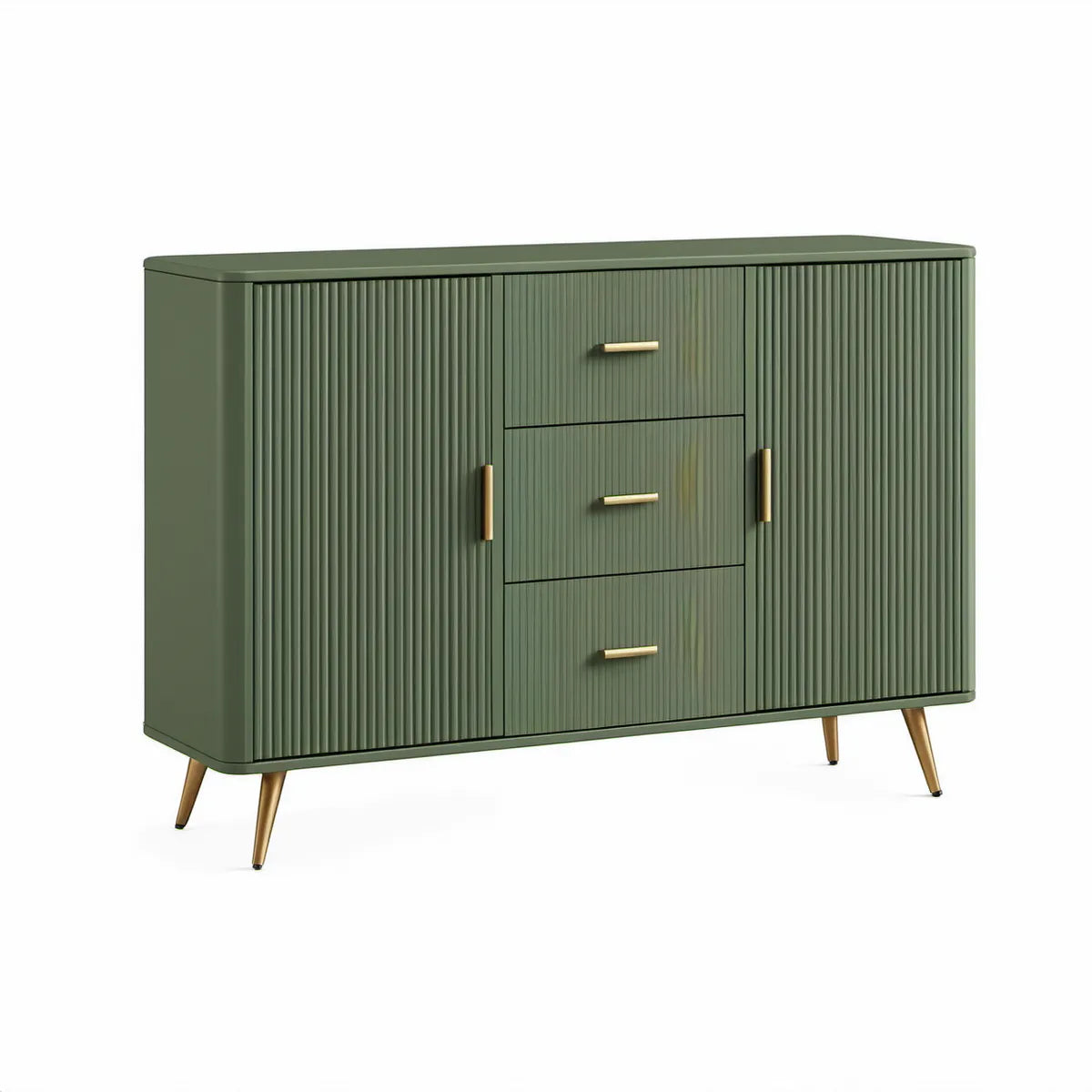 Grünes Sideboard 120 x 40 x 80 cm mit 2 Türen und 3 Schubladen
