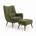 Ohrensessel-Set mit Hocker und Kissen, Olivgrün/Braun, Sessel 76 x 86 x 101 cm