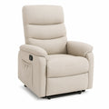 Manueller Relaxsessel mit Liegefunktion, Beige mit schwarzen Gleitern, 90 × 96 × 104 cm