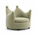 Kindersessel in Kronenform aus Polyester-Bouclé, Salbeigrün/Schwarz, 78 x 64 x 84 cm