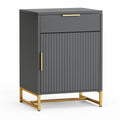 Sideboard mit Schublade und geriffelter Tür, 80 x 40 x 110 cm, Anthrazit/Gold