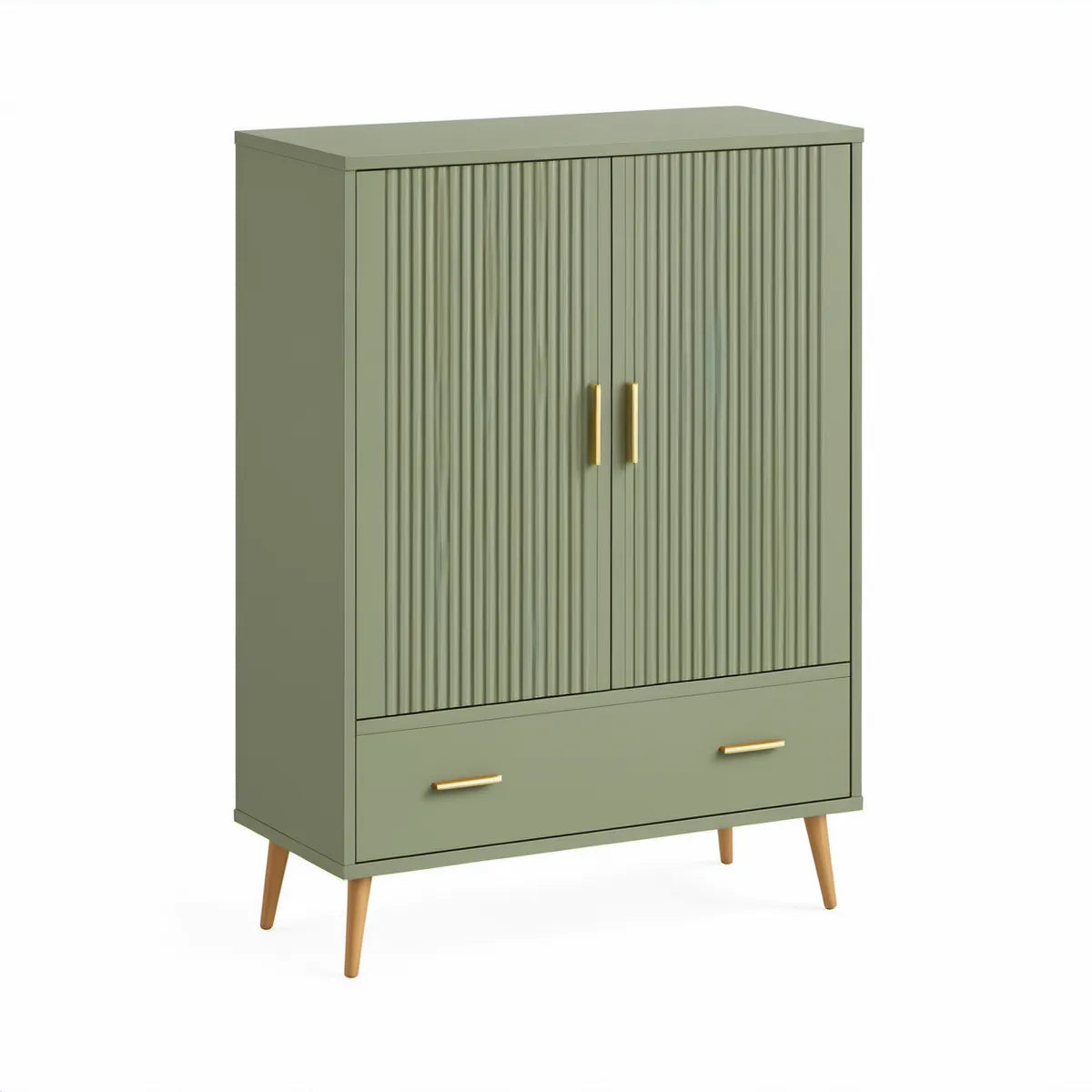 Schrank aus MDF in Salbeigrün, 90 x 40 x 140 cm, mit 2 Türen und 1 Schublade