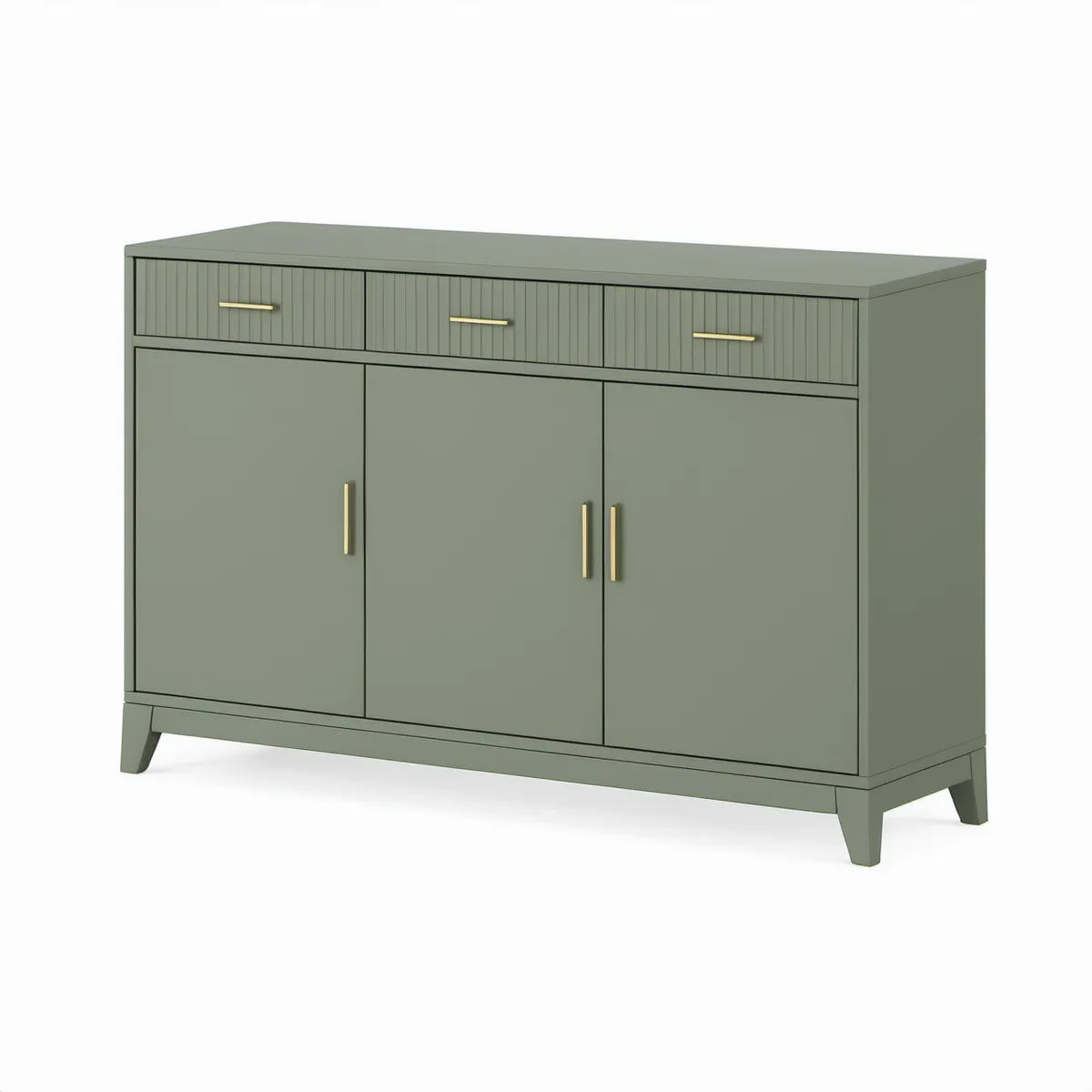 Sideboard mit 3 Schubladen und 3 Türen, 120 × 40 × 90 cm, Salbeigrün/Gold