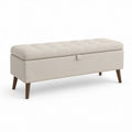 Gepolsterte Schlafzimmerbank mit Stauraum, 120 x 40 x 45 cm, Beige/Dunkelbraun