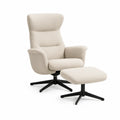Drehsessel mit Hocker, 78 x 88 x 103 cm, Creme/Schwarz