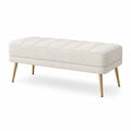 Gepolsterte Bettbank mit Bouclébezug in Creme/Gold, 120 x 45 x 45 cm